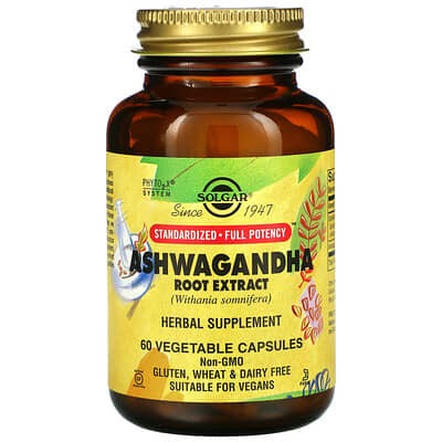 Solgar Ashwagandha, Root Extract 60 Vegetable Capsules