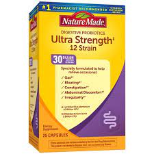 Nature Made Ultra Strength 12 Strain Digestive Probiotics, Probiotics for Women and Men, 25 Probiotic Capsules, 25 Day Supply