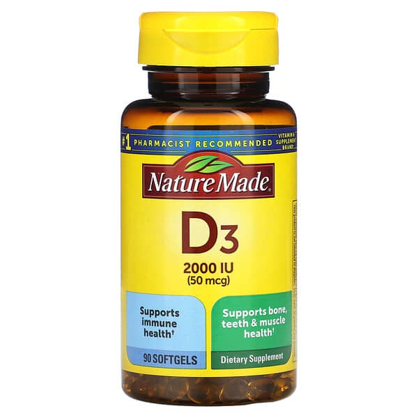 Nature Made Vitamin D3, 50 mcg (2,000 IU), 90 Softgels