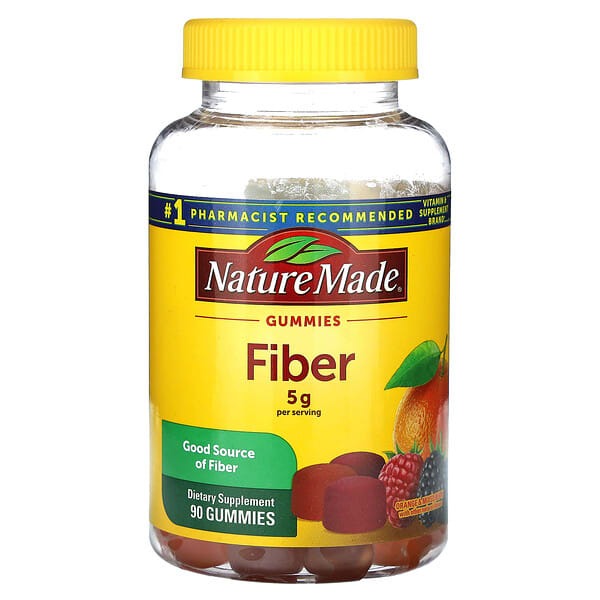Nature Made, Fiber Gummies, Orange & Mixed Berry, 5 g, 90 Gummies (1.5 g per Gummy)
