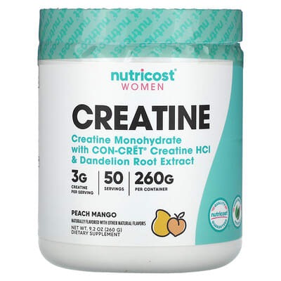 Nutricost, Women, Creatine, Peach Mango, 9.2 oz (260 g)