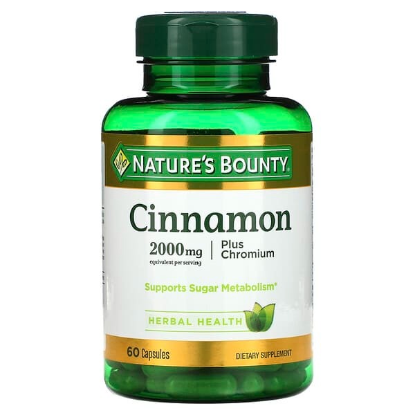 Nature's Bounty, Cinnamon Plus Chromium, 2,000 mg, 60 Capsules (1,000 mg per Capsule)