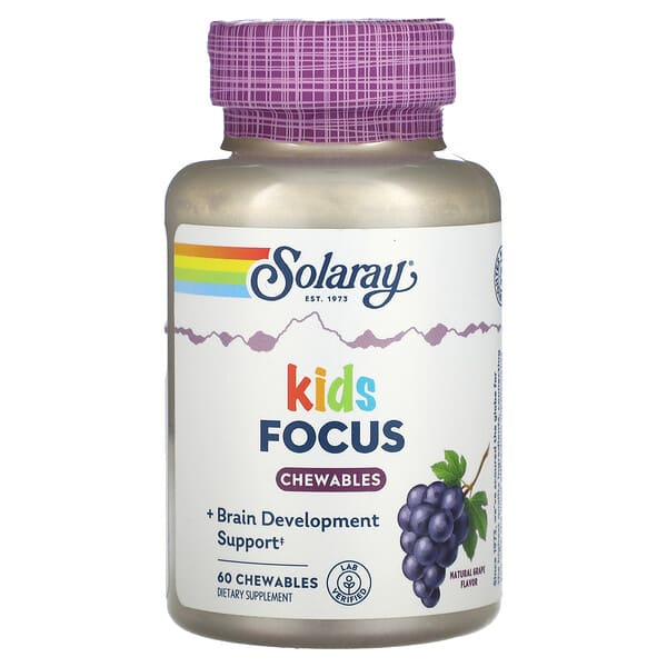 solaray focus for children, Chewables, Natural Grape, 60 Chewables