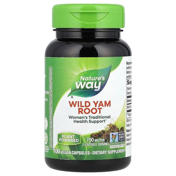 Nature's Way Wild Yam Root, 700 mg , 100 Vegan Capsules (350 mg per Capsule)