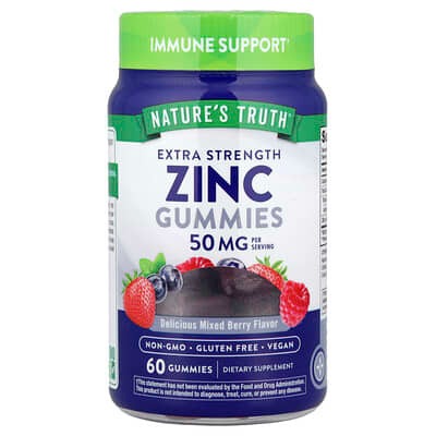 Nature's Truth, Zinc Gummies, Delicious Mixed Berry, 60 Gummies (16 mg Per Gummy)
