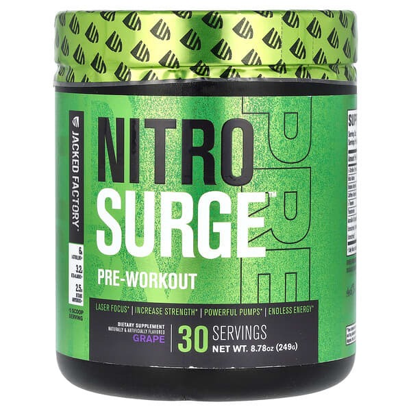 Jacked Factory, Nitro Surge, Pre-Workout, Grape, 8.78 oz (249 g)