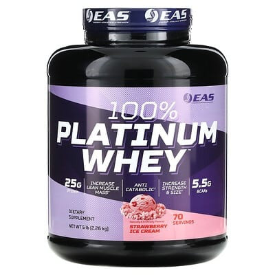 EAS, 100% Platinum Whey, Strawberry Ice Cream , 5 lb (2.26 kg)