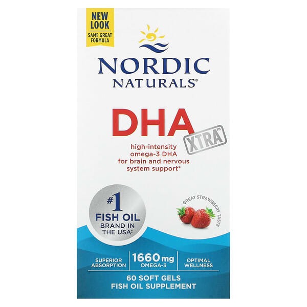 dha xtra nordic naturals, Strawberry, 60 Soft Gels