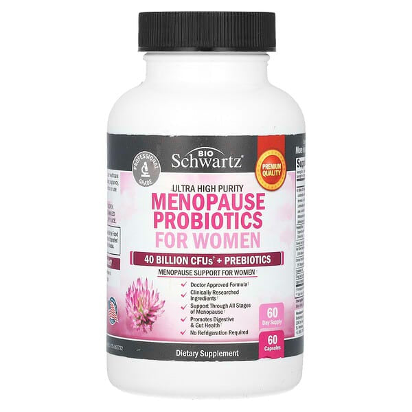 BioSchwartz, Ultra High Purity Menopause Probiotics For Women, 60 Capsules