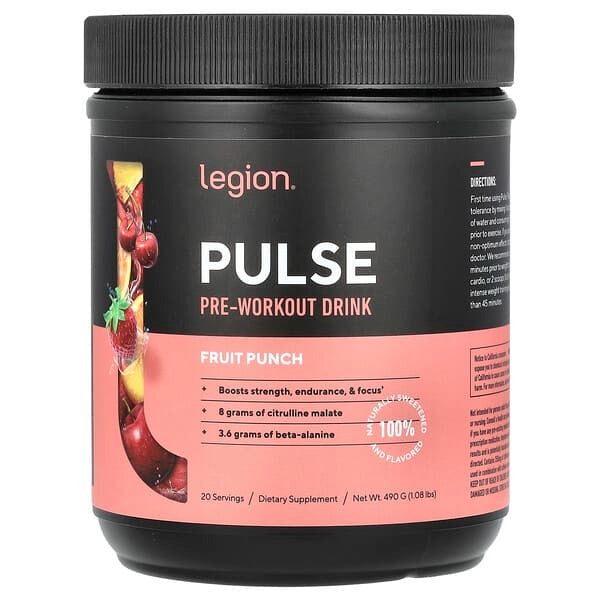 Legion Athletics, Pulse, Pre-Workout Drink, Fruit Punch, 1.08 lbs (490 g)
