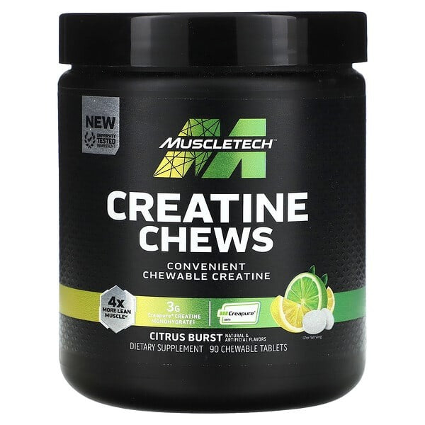 MuscleTech Creatine, Chews, Citrus Burst , 90 Chewable Tablets