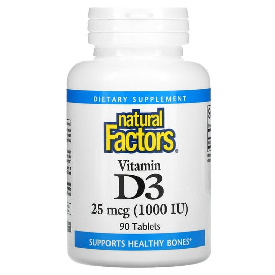 Natural Factors Vitamin D3, 25 mcg (1,000 IU), 90 Tablets