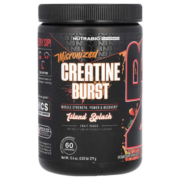 NutraBio, Micronized Creatine Burst, Island Splash Fruit Punch, 0.83 lb (379 g)