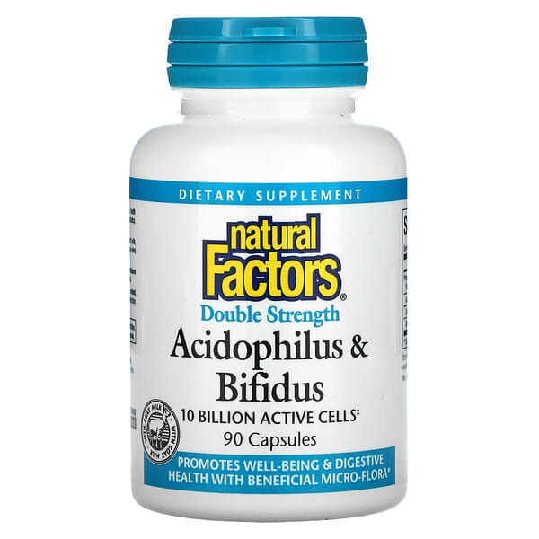 natural factors acidophilus, Natural Factors Acidophilus and Bifidus, Double Strength, 10 Billion, 90 Capsules