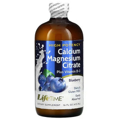 LifeTime Vitamins Calcium Magnesium Citrate, Plus Vitamin D3, Blueberry, 16 fl oz (473 ml)