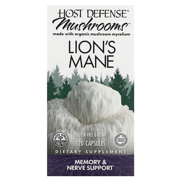host defense lions mane, Mushrooms, Lion's Mane, 120 Capsules