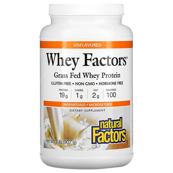grass fed whey protein, Unflavored, 2 lb,  Natural Factors
