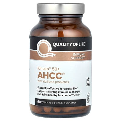 Quality of Life Labs Kinoko 50+ AHCC with Sterilized Probiotics, 60 Vegicaps