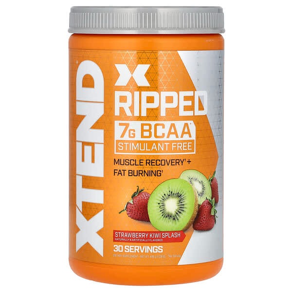 Xtend, Ripped, 7G BCAAs, Stimulant Free, Strawberry Kiwi Splash, 1.09 lb (495 g)