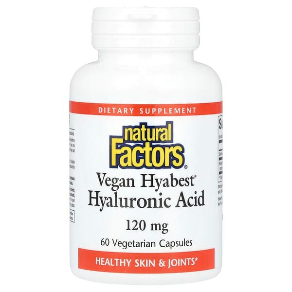 Natural Factors Vegan Hyabest, Hyaluronic Acid, 120 mg, 60 Vegetarian Capsules