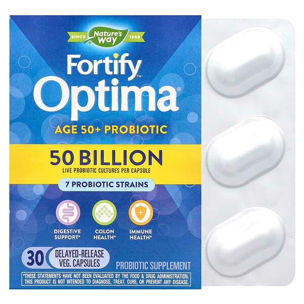 Nature's Way, Fortify Optima, Probiotic, Age 50+, 50 Billion, 30 Delayed Release Veg Capsules