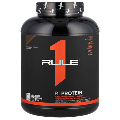 Rule One Proteins, R1 Protein Powder Drink Mix, Chocolate Fudge, 5.01 lb (2.27 kg)