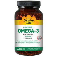 country life fish oil, OMEGA 3, 1000 MG, 100 SOFT GEL