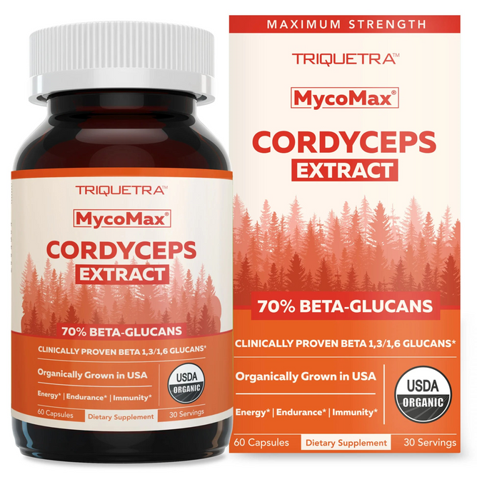 Triquetra Health, MycoMax Cordyceps Extract 60 Capsules - 70% Beta Glucans