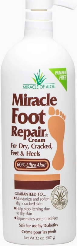 miracle foot repair cream 32 oz,  aloe miracle foot cream, cream for dry feet cracked