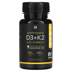 sports research vitamin d3, Plant Based D3 + K2, 60 Veggie Softgels, sports research d3 k2