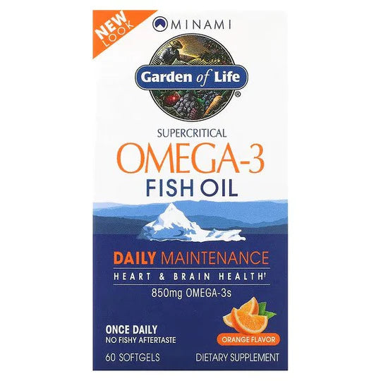 Minami Nutrition, Garden of Life, Supercritical Omega-3 Fish Oil, Orange, 850 mg, 60 Softgels
