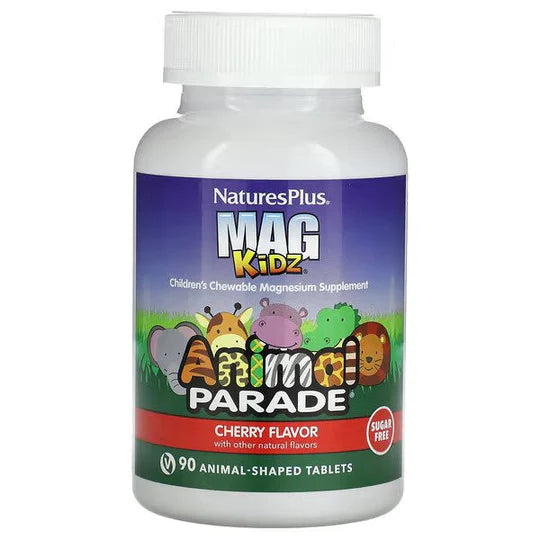 nature's plus animal parade, MagKidz, Children's Chewable Magnesium, Cherry, 90 Tablets