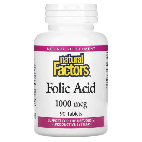 Natural Factors, Folic Acid, 1,000 mcg, 90 Tablets
