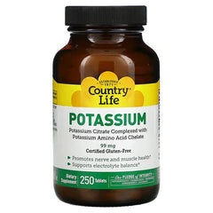 Country Life, Potassium, 99 mg, 250 Tablets