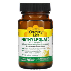 Country Life Methylfolate, Orange 800 mcg, 60 Chewable Tablets