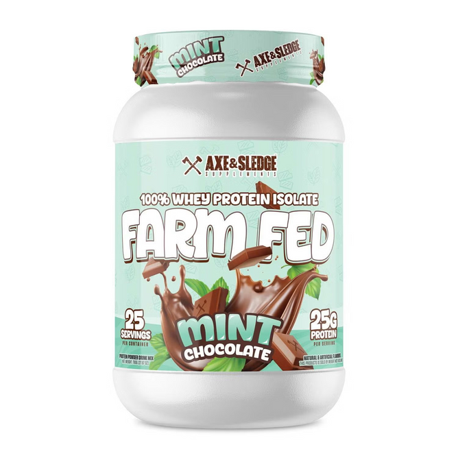 whey isolate mint chocolate, whey protein powder mint chocolate, whey protein isolate mint chocolate, axe and sledge, 25 servings