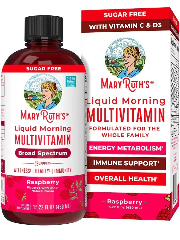 MaryRuth's, Liquid Morning Multivitamin, Raspberry, 15.22 fl oz (450 ml)