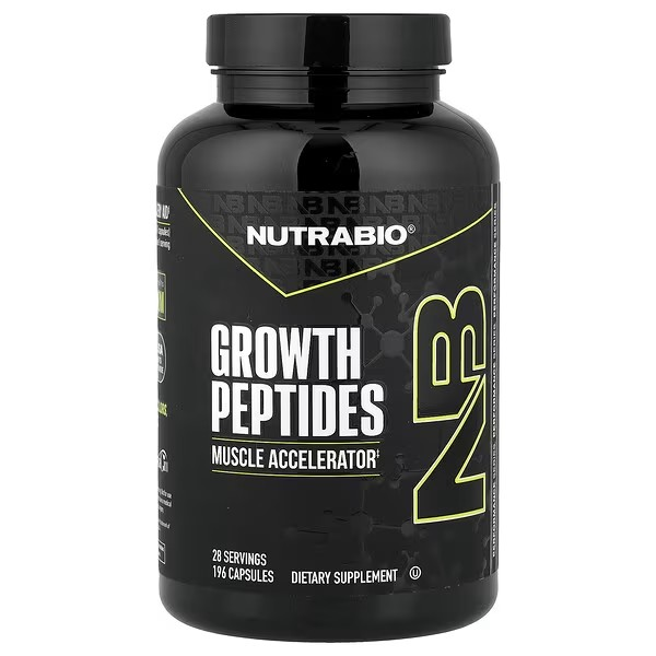 NutraBio Growth Peptides, Growth Peptides supplement, 196 Capsules