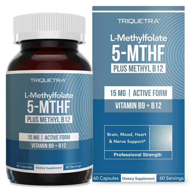 Triquetra Health L-Methylfolate (15 mg) Plus Methyl B12 60 Capsules
