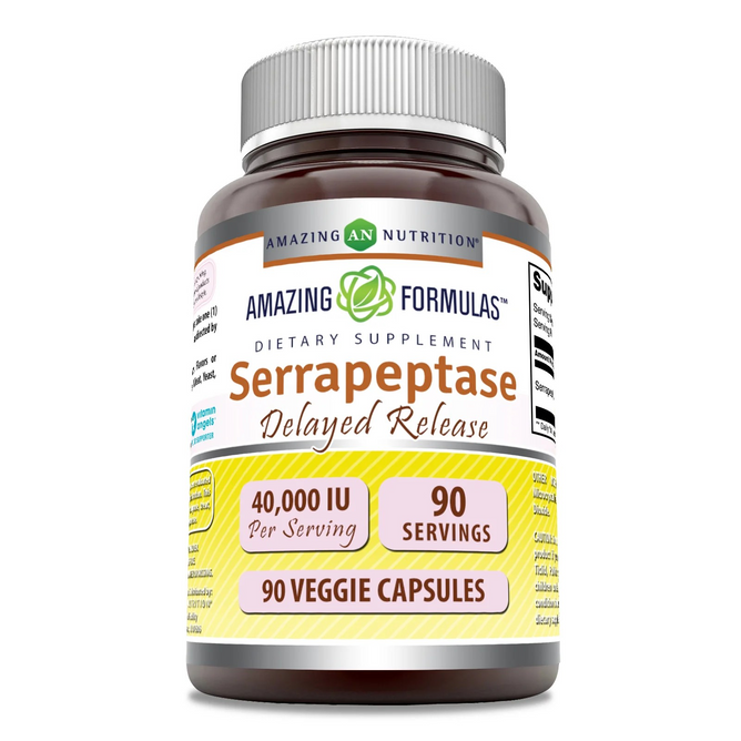 Amazing Formulas Serrapeptase, 40000 IU, 90 Veggie Capsules