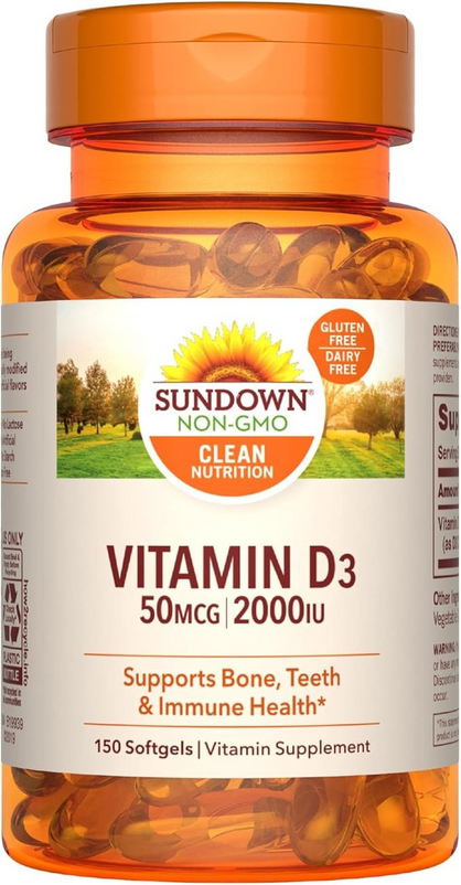 Sundown Naturals Vitamin D3, 2000IU Supplement Softgels - 150ct