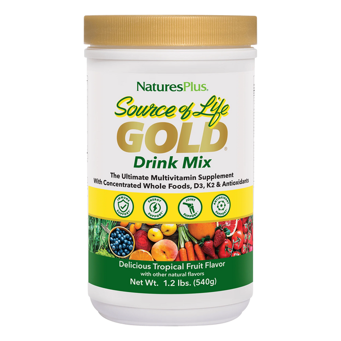 NaturesPlus Source of Life GOLD Drink Mix, Tropical Fruit Flavor, 1.2 lb