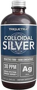 Triquetra Colloidal Silver, 8 oz Glass Bottle Vegan Immune Support