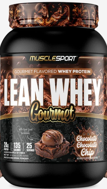Muscle Sport Lean Whey Gourmet 2lbs 25Serv Chocolate Chocolate Chip