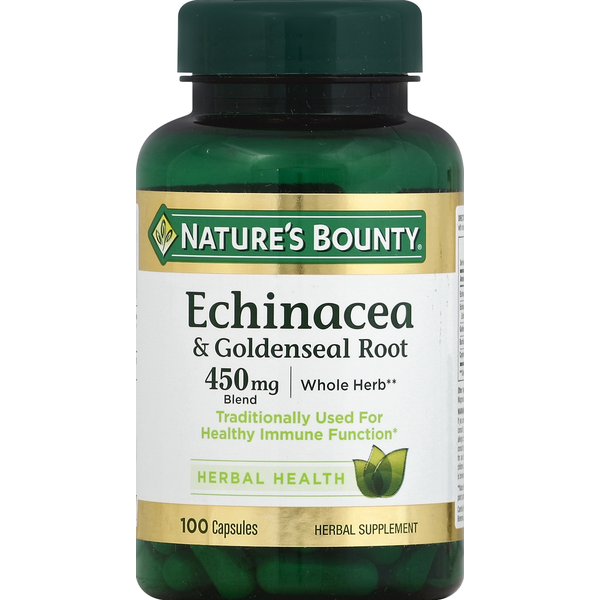 nature's bounty echinacea goldenseal root, 100 Capsules, echinacea and goldenseal root