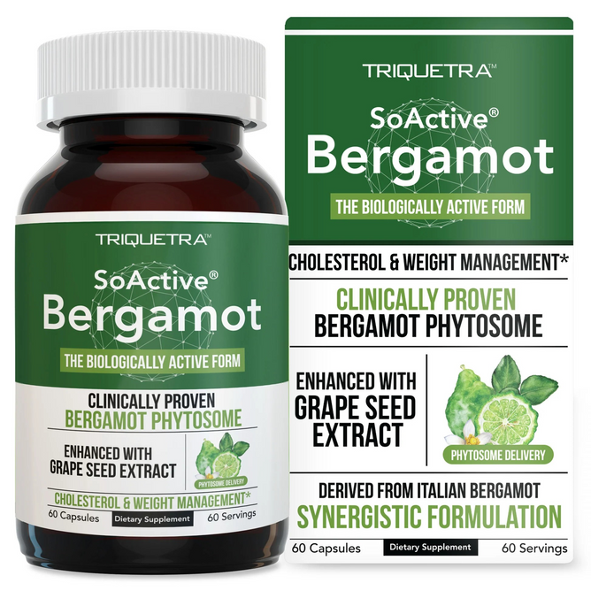 SoActive Bergamot: 2.5X More Effective, Italian Citrus Bergamot Phytosome, 60 Capsules, by triquetra health