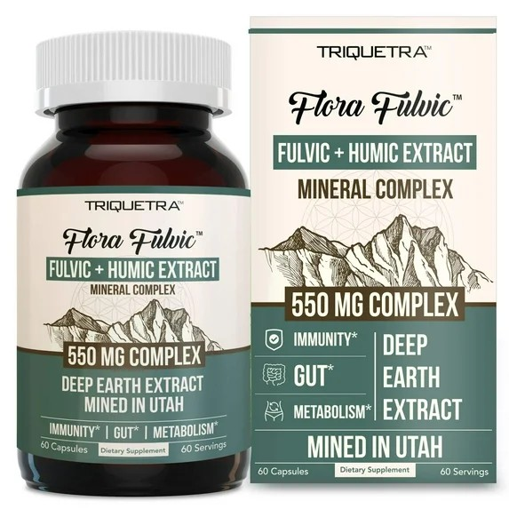 Flora Fulvic Capsules | Fulvic Acid + Humic Acid Complex 550 mg, 60 capsules, Triquetra health
