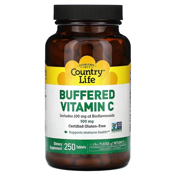 buffered vitamin c country life, country life buffered vitamin c 500mg, 250 Tablets