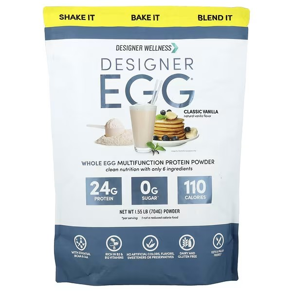 Designer Wellness, Designer Egg®, Whole Egg Multifunction Protein Powder, Classic Vanilla, 1.55 lb
