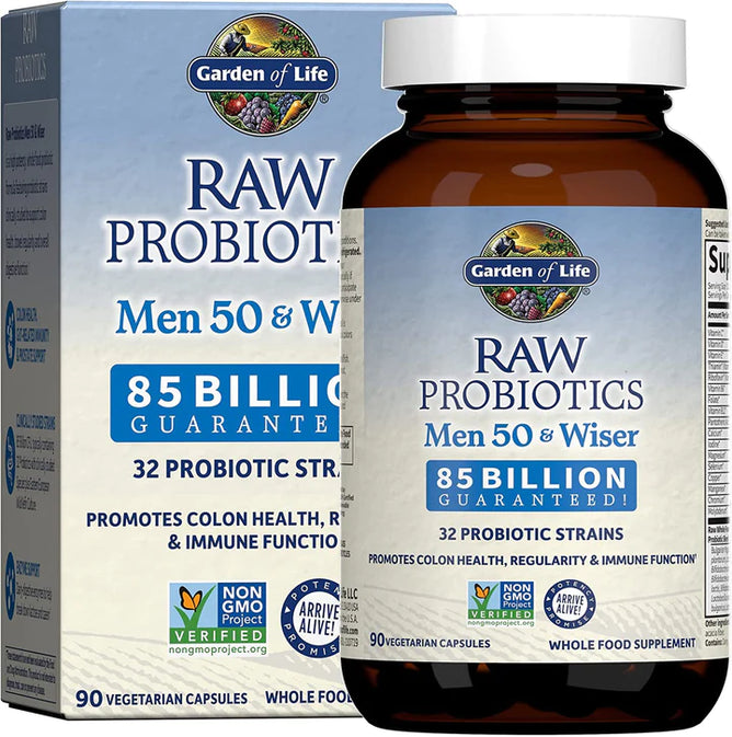 Garden of Life RAW Probiotics,- men 50 and Wiser, 90 Vegetarian Capsules, 85 Billion